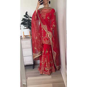 Nouveau haut de soirée de créateur, UC-1204 Sharara Plazzo et Dupatta - Product Image 4