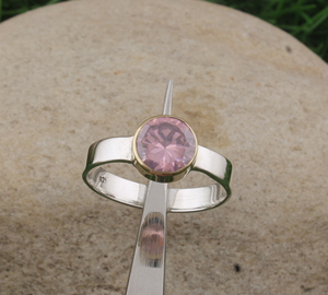 Natural Pink <b>Quartz</b> 925 Sterling Silver <b>Ring</b> Handmade Women's Wedding <b>Ring</b> Custom Gemstone Jewelry with Bezel Setting - Product Image 1