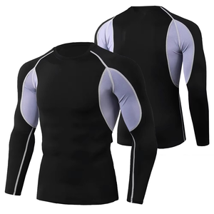 Nouveau t-shirt de compression à manches longues, col rond, respirant, anti-UV, coupe ajustée, tricoté, écologique - Product Image 5