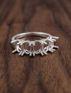 925 Sterling Silver 5x7mm Oval Semi Mount <b>Ring</b> Adjustable Prong Setting <b>Ring</b> <b>Blank</b> DIY Jewelry Making Supplies for Gemstones - Product Image 6