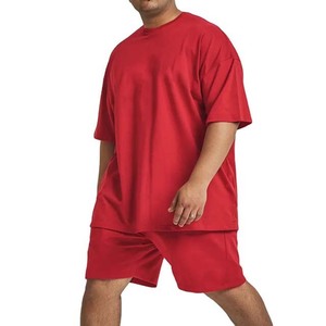 Conjunto de Dos Piezas de Camiseta y Pantalones Cortos Oversize para Hombre, Conjunto Deportivo con Hombros Caídos, Pantalones Cortos de Algodón y Poliéster de Peso Medio 100% para Hombre - Product Image 4