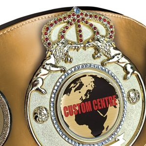 Cinturón de Campeonato Dorado Personalizable con Diseño de Corona y Globo, Cinturones Deportivos Grabables - Product Image 4