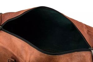 Sac de voyage pliable multifonctionnel en cuir véritable, grand format, pour la gym, les week-ends, les voyages d'une nuit, bagage à main, taille et couleur personnalisables - Product Image 2