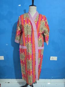 ชุดคลุมอาบน้ำผ้าฝ้ายแท้พิมพ์ลายบล็อกอินเดีย ชุดกิโมโนฤดูร้อนลายเสือ ชุดคลุมชายหาด/ชุดคลุมกิโมโนสำหรับคนท้องใส่สบาย ชุดคลุมอาบน้ำสำหรับฤดูใบไม้ผลิ ของขวัญ - Product Image 3