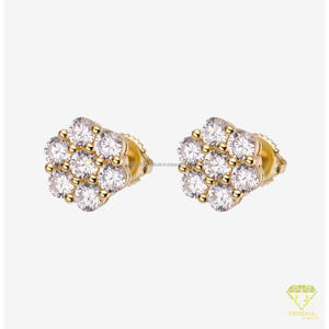 Magnifiques boucles d'oreilles fleur en diamant de culture, argent sterling 925, bijoux étincelants, cadeau pour femmes et hommes - Product Image 3