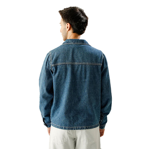 2026 Men's <b>Denim</b> <b>Jacket</b> Regular Fit Button Closure Solid Color Casual Autumn Cotton Washable Topstitch Pockets - Product Image 4