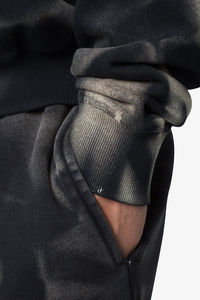YOURBRAND Men's Hooded Zip-Up <b>Sweatshirt</b> Tie-Dye <b>Black</b> Oversized Casual Autumn Wear with Pocket Regular Sleeve Knitted - Product Image 5