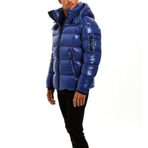 Blouson matelassé pour homme en fibre de bambou de haute qualité, épais, à capuche, en polaire, en toile brillante, personnalisable, respirant, effet peau de mouton - Product Image 4