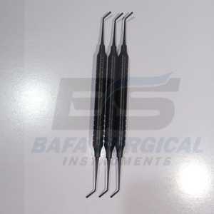 INSTRUMENTS CHIRURGICAUX BAFA Sonde chirurgicale dentaire à double extrémité avec poignée moletée noire, outil manuel de classe II en résine - Product Image 6
