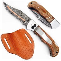 Couteaux pliants de poche en acier Damas faits à la main, manche en bois, couteau pliant tactique de camping et de chasse, en vente à prix avantageux