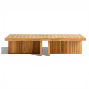 Fauteuil d'extérieur moderne avec coussin beige, en teck massif, design minimaliste, résistant aux intempéries, mobilier de jardin - Product Image 3