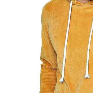 Sweat-shirt à capuche en velours pour homme, couleur unie, coupe classique, vêtement décontracté d'hiver, poche avant, pull tricoté, 100% coton respirant - Product Image 4