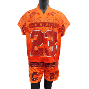 Custom Boxy American Streetwear V Neck <b>T</b>-<b>shirts</b> Set Sublimation Mesh Vintage Football Jerseys and Shorts Set - Product Image 2