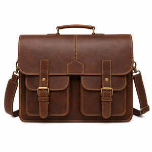 Leather <b>Messenger</b> <b>Bag</b> Large Durable Zipper Closure <b>Crossbody</b> Shoulder <b>Bag</b> for Daily Use All Seasons - Product Image 3