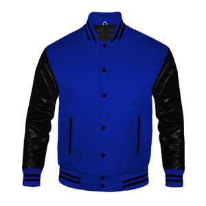 Chaqueta Varsity Unisex Azul de Lana, Chaqueta Varsity con Cuerpo de Lana y Mezcla de Algodón, Chaquetas Letterman Escolares para Niños - Product Image 1