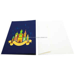 Vente en gros de cadeau de voeux de Noël en papier artisanal Château Père Noël avec impression UV et offset Style amour carte de voeux 3D - Product Image 3
