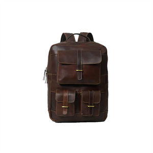 Sac à dos en cuir pour ordinateur portable, unisexe, sac à dos de voyage haut de gamme avec poches intérieures sécurisées et bretelles réglables robustes - Product Image 3