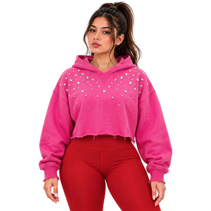 Sudadera Corta Personalizada a la Cintura, Venta al por Mayor, Marcas de Ropa para Mujer, Minoristas de Boutique de EE. UU., Felpa de Algodón - Product Image 4