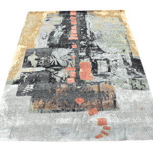 Alfombra Geométrica de Lana Anudada a Mano, de Pelo Corto, Estilo Contemporáneo Minimalista, para Sala de Estar de Lujo - Product Image 3