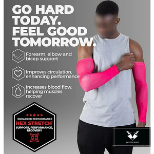 Mangas Protectoras para Brazos Unisex de Poliéster/Spandex, Color Rosa Sólido, Nueva Llegada, Calidad Premium, Transpirables, de Secado Rápido y Ligeras - Product Image 2