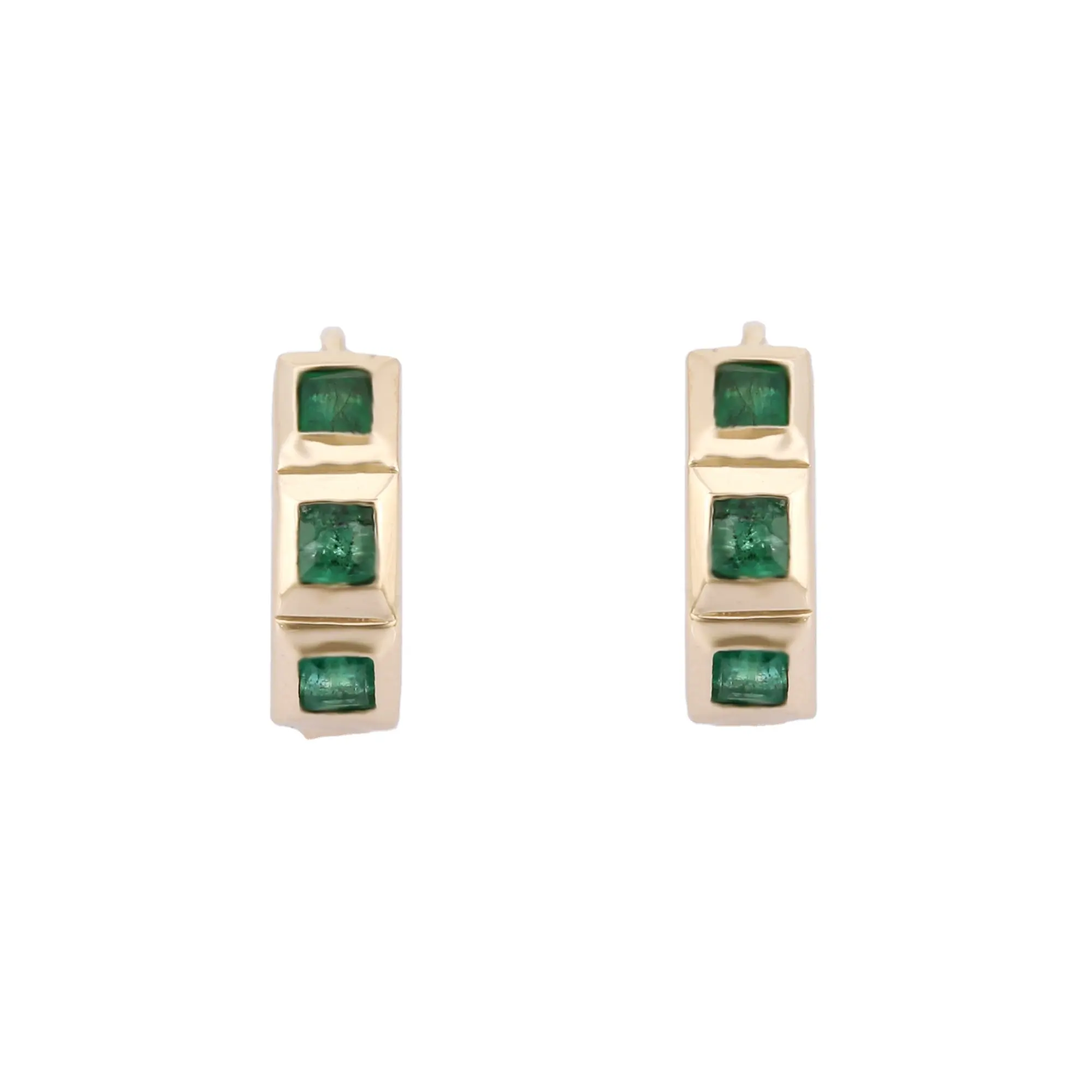 Fijne Sieraden Natuurlijke Kostbare Vierkante Emerald Gemstone Hoop Earring 14K Solid Gold Oorbel Handgemaakte Aanpassen Sieraden Voor Vrouwen