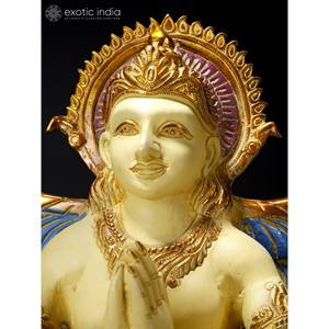 22 \ "Colorido Namaskar Garuda Escultura de latón Alas majestuosas Ídolo de latón - Product Image 1