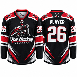 Maillots de hockey sur glace personnalisés sublimés, col en V, manches longues, pour joueur adulte (taille 26), en maille respirante, toutes saisons - Product Image 2