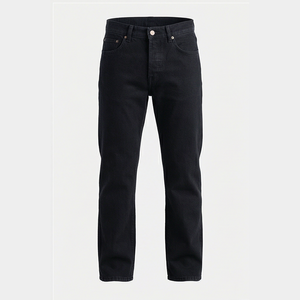 Men's Dark Wash Straight-Leg <b>Denim</b> Jeans High Waist Regular Fit Cotton Casual Autumn Style - Product Image 1