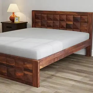 Cama de Madera Sólida de Diseño de Alta Calidad para Dormitorio, Muebles de Lujo con Cabecera, Tamaño King, Hecha a Mano, lo Último en Moda - Product Image 1