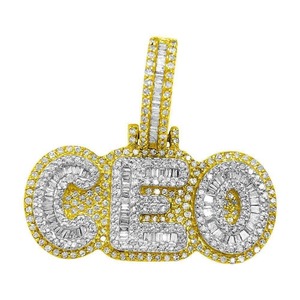 Pendentif Lettre Hiphop Diamant Givré Coupe Ronde Brillante en Argent Sterling 925 Plaqué Argent pour Hommes et Femmes, Pendentif Rapper de Luxe - Product Image 1