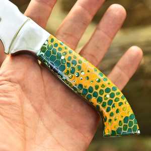 Excellent Quality Carbon Steel Fixed Blade Hunting Knife OEM ODM Available <b>Honey</b> Comb Exotic Handle Outdoor Survival Knives - Product Image 4
