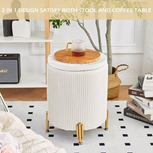 Modern Ottoman Coffee Table 23Qt Storage Velvet Footrest Stool Vanity Stool Chair Support up to 300lbs Foot Stool - Product Image 5