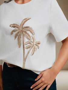 Handmade Beaded Embroidery 100% Cotton Crew Neck Tank <b>top</b> Women Slim Fit <b>Top</b> Colorful Fish Patch Summer Casual Apparel Premium - Product Image 3