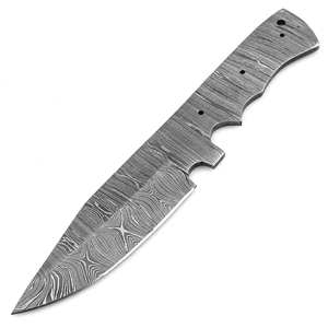 Cuchillo de camping multiusos de acero de Damasco 1095 15N20 forjado a mano, OEM DIY, afilado como una navaja, 58 HRC, hoja completa pulida, punta de gota - Product Image 1