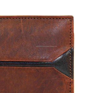 Cartera RFID plegable delgada de cuero de vaca marrón genuino para hombre con logotipo personalizado ranuras para tarjetas de longitud corta de lujo al por mayor - Product Image 5