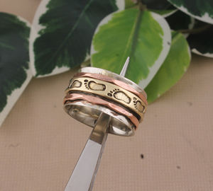 Nouvelle Bague Fidget Rotative en Argent Sterling 925 avec Sertissage clos, Motif Empreinte de Bébé, pour Méditation et Souvenir - Product Image 3