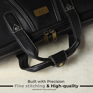 WRIZA High Quality <b>Men's</b> Office Genuine Leather <b>Messenger</b> <b>Bag</b> Large Adjustable Strap Durable RFID Feature Premium Black Fashion - Product Image 5