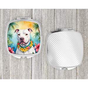 Pit Bull Terrier Luau Compact Folding <b>Handheld</b> Makeup <b>Mirror</b> Portable Pocket Travel Decorative Gift for Women and Girls - Product Image 4