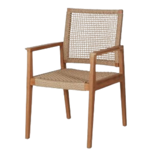 Fauteuils en rotin et bois de teck fabriqués en Indonésie, chaises de jardin pour la salle à manger, en vente - Product Image 2