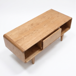 Mueble de TV Moderno de Mediados de Siglo, de Madera de Teca Sólida Premium, con Cajón de Almacenamiento, Mueble para Sala de Estar - Product Image 2