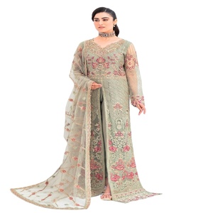 Liquidación de Ropa Pakistaní e India para Mujer al por Mayor, Ramsha Organza Salwar Kameez Dupata, Ropa de Fiesta Bordada Étnica - Product Image 1