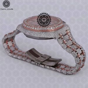 Charm Jewells Montre mécanique de luxe pour homme en acier inoxydable avec accent diamanté, fermoir pliant, bracelet de 20 mm, cadran de 40 mm, date automatique 10 - Product Image 4