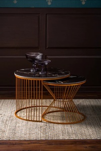 Contemporary Cast Aluminum Bar <b>Table</b> Dual Tier Round Tops Sculpted <b>Wire</b> Base Strong Stability Space Saving Elegant Statement - Product Image 3