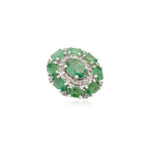 Hermoso Collar con Colgante de Esmeralda Verde Ovalada en Plata de Ley con Halo, para Mujer, Joyería Fina al por Mayor - Product Image 3