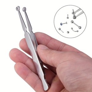 High Precision Surgical Steel Piercing Clamp Tweezer for Body Jewelry Placement Nose <b>Ring</b> Ear Stud <b>Lip</b> <b>Ring</b> Belly Piercing Tool - Product Image 1