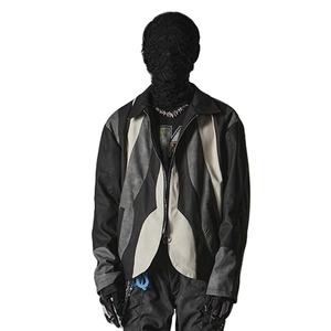 Automne hiver hommes haute rue Style laine manteaux élégant lâche revers fourrure décoration haute qualité Patchwork PU cuir vestes - Product Image 1