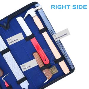 Kit d'outils de fermeur pour le soin des sabots dans une mallette de transport avec râpe à sabots, couteau à lame courbée, couteau à ébavurer, marteau et brosse de nettoyage - Product Image 4
