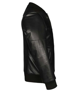 Blouson de motard en cuir véritable haut de gamme pour homme 2026, col montant, fermeture éclair, couleur unie, coupe classique, style automne - Product Image 4