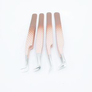 Pinzas de Alta Calidad para Extensión de Pestañas de 45 y 90 Grados, Punta Puntiaguda, Acero Inoxidable, Color Dorado - Product Image 2