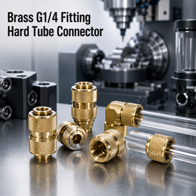 Custom CNC Brass Water Cooling Fitting with G1/4 Thread, Hard Tube Compression Connector for PC Modding